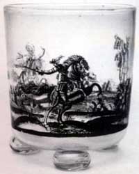 Bicchiere Schwarzlot prodotto a Norimberga intorno al 1675