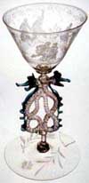Calice del tipo Verre à serpents, incisione a punta di diamante, 1670-85