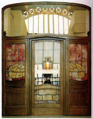 Porta ideata dall'architetto Victor Horta. Tecnica impiombatura. Stile Liberty. 1899-1904