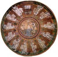 Cupola del Battistero degli Ariani di Ravenna. Tecnica mosaico di vetro. V secolo d.C.