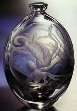 Vaso giapponese di cristallo al piombo, realizzato da Kozo Kagami.